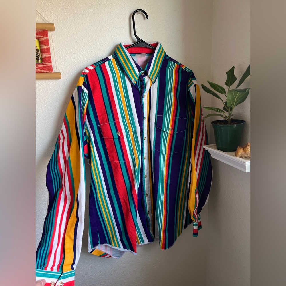 Top Hand Co-Op vintage long sleeve button up western striped shirt cotton cowboy